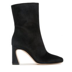 Botki Alberta Ferretti. Czarne botki damskie Alberta Ferretti, bez obcasa, na słupku, bez zapięcia. Za 2,439.00 zł.