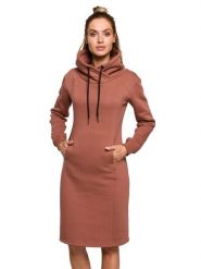 Made of emotion Sukienka w kolorze czerwonobrązowym rozmiar: S. Brązowe sukienki damskie Made Of Emotion, bez wzorów, bez ramiączek. Za 251.45 zł.