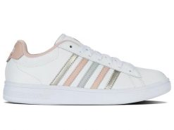Buty sportowe K-Swiss COURT TIEBREAK II (94413-192-M). Białe obuwie trekkingowe damskie K-SWISS, z materiału, bez zapięcia. Za 139.00 zł.