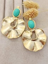 Nakkash Pozłacane kolczyki-wkrętki z turkusem rozmiar: onesize. Żółte kolczyki damskie Nakkash, z turkusem, pozłacane. Za 69.91 zł.