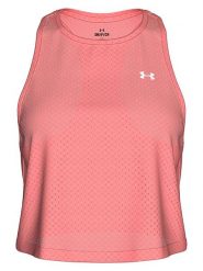 Under Armour Top sportowy w kolorze koralowym rozmiar: M. Czerwone koszulki sportowe damskie Under Armour, m, bez wzorów, z materiału, bez ramiączek, outdoorowe. Za 83.22 zł.