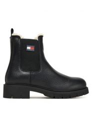 Tommy Jeans Sztyblety Tjw Chelsea Boot Wl EN0EN02826 Czarny. Czarne botki damskie Tommy Jeans, z jeansu, bez obcasa, na płaskiej podeszwie, bez zapięcia. Za 519.99 zł.