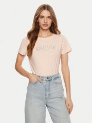 Guess T-Shirt V5RI16 J1314 Różowy Regular Fit. Czerwone t-shirty damskie Guess, xxs, z aplikacjami, z bawełny, bez kołnierzyka. Za 99.99 zł.