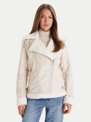 Morgan Kurtka z imitacji skóry 242-GSAPA Beżowy Regular Fit. Brązowe kurtki damskie Morgan, bez wzorów, ze skóry, bez kaptura. Za 709.99 zł.