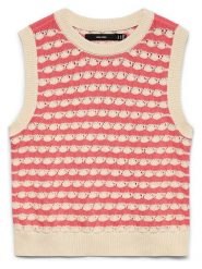 Vero Moda Bezrękawnik w kolorze beżowo-czerwonym rozmiar: M. Brązowe swetry klasyczne damskie Vero Moda, m, z bawełny, bez kołnierzyka. Za 69.99 zł.