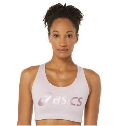 Biustonosz sportowy damski ASICS Sakura Asics Logo Bra. Czerwone biustonosze sportowe damskie Asics, bez wzorów, z elastanu. Za 99.99 zł.