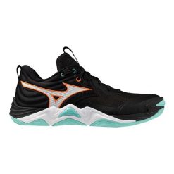 Buty halowe Mizuno Wave Momentum Elite. Czarne obuwie sportowe damskie Mizuno, bez zapięcia, do biegania, mizuno wave. Za 693.95 zł.