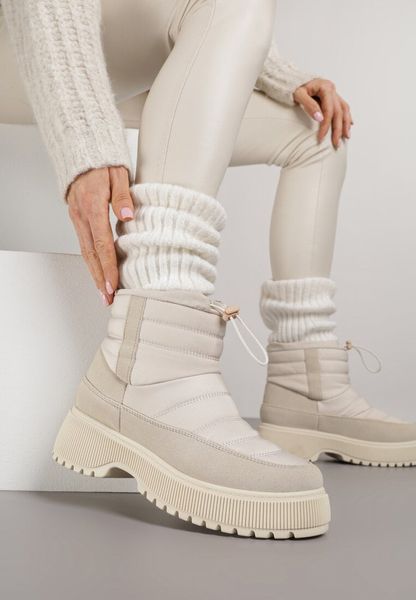 Beżowe Pikowane Śniegowce ze Ściągaczem Monivella. Brązowe śniegowce damskie Renee, z jeansu. Za 149.99 zł.