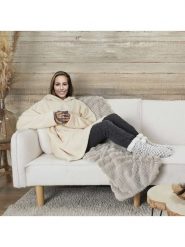 HYGGE Bluza w kolorze beżowym rozmiar: onesize. Brązowe bluzy damskie HYGGE, bez wzorów, z włókna, bez kaptura. Za 56.99 zł.