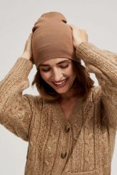 Gładka czapka. Czapki damskie MOODO, bez wzorów, z poliamidu. W wyprzedaży za 15.99 zł.