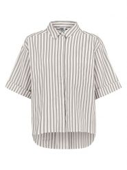 Sublevel Bluzka w kolorze biało-szarobrązowym rozmiar: XS. Brązowe bluzki damskie Sublevel, xs, bez wzorów, z bawełny, z asymetrycznym kołnierzem, bez ramiączek. Za 104.99 zł.