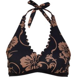 Biustonosz bikini z ramiączkami łączonymi na szyi. Czarne bikini bonprix, bez wzorów. Za 74.99 zł.