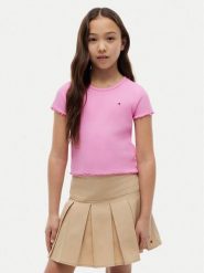 Tommy Hilfiger T-Shirt Essential KG0KG08590 Różowy Regular Fit. Czerwone koszulki i t-shirty dziewczęce Tommy Hilfiger, bez wzorów, z bawełny, bez kołnierzyka, bez ramiączek. Za 129.99 zł.