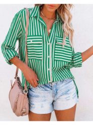 Milan Kiss Koszula w kolorze zielono-białym rozmiar: XL. Zielone koszule damskie Milan Kiss, xl, bez wzorów, z bawełny, bez kołnierzyka, bez ramiączek. Za 184.95 zł.
