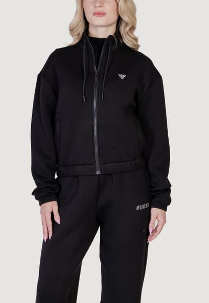 Bluza Kobieta GUESS ACTIVE CECILIA SCUBA ZIP. Czarne bluzy damskie Guess Active, m, z aplikacjami, z lycry, bez kaptura. Za 324.60 zł.