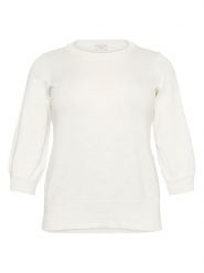 KAFFE curve Sweter w kolorze kremowym rozmiar: L. Brązowe swetry klasyczne damskie KAFFE curve, l, z bawełny, bez kołnierzyka. Za 100.99 zł.