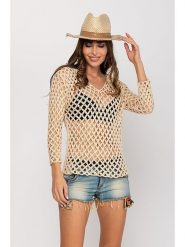 Peace & Love Sweter w kolorze kremowym rozmiar: L. Brązowe swetry klasyczne damskie Peace & Love, l, bez kołnierzyka. Za 70.24 zł.