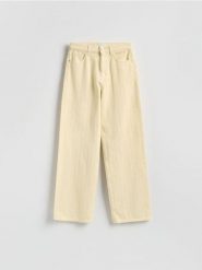 Jeansy wide leg w prążek - żółty. Żółte jeansy damskie Reserved. Za 149.99 zł.