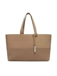 Calvin Klein Torebka Ck Mixmedia Shopper_Mono K60K613166 Beżowy. Brązowe shopper bag Calvin Klein, bez wzorów, ze skóry, bez dodatków. Za 419.99 zł.