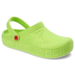 Zielone Klapki Big Star Wodoodporne Buty Damskie. Zielone klapki damskie Big Star, z aplikacjami, ze skóry, bez obcasa, bez zapięcia. Za 59.00 zł.