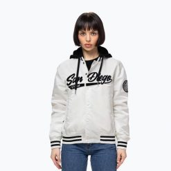 Kurtka damska Pitbull Angela San Diego Hooded Varsity. Białe kurtki damskie PITBULL, m, bez wzorów, z materiału, bez kaptura. Za 199.99 zł.