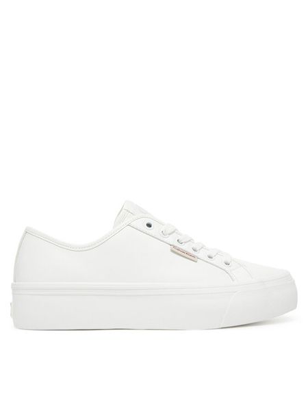 Calvin Klein Jeans Sneakersy Vulc Flatform Lth YW0YW01886 Biały. Białe obuwie sportowe damskie Calvin Klein Jeans, z jeansu, bez zapięcia. Za 219.99 zł.