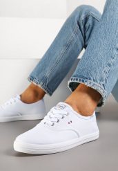 Białe Basicowe Tenisówki Vices Hallriva. Białe obuwie sportowe damskie Renee, z jeansu, bez zapięcia, tenisowe. Za 44.99 zł.