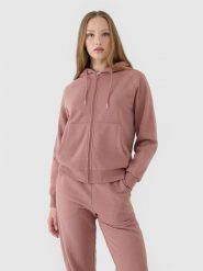 4F Bluza dresowa rozpinana z kapturem damska - brązowa XL. Brązowe bluzy damskie 4F, xl, bez wzorów, z bawełny. W wyprzedaży za 99.99 zł.
