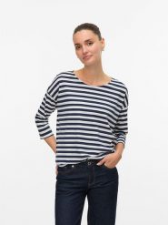 Vero Moda Koszulka w kolorze granatowym rozmiar: XS. Niebieskie bluzki damskie Vero Moda, s, bez wzorów, z materiału, bez kołnierzyka, bez ramiączek. Za 61.46 zł.