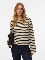 Vero Moda Sweter w kolorze beżowo-czarnym rozmiar: M. Brązowe swetry klasyczne damskie Vero Moda, m, z bawełny, bez kołnierzyka. Za 104.99 zł.