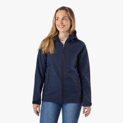 Kurtka Softshell Turystyka damska Swedemount Stryn Softshell Jacket wodoodporna. Niebieskie kurtki damskie SWEDEMOUNT, bez wzorów, z softshellu, bez kaptura. Za 249.99 zł.