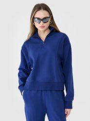 4F Bluza dresowa nierozpinana bez kaptura damska - granatowa M. Niebieskie bluzy damskie 4F, m, bez wzorów, z bawełny, bez kaptura. W wyprzedaży za 99.99 zł.