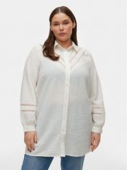 Vero Moda Curve Sukienka koszulowa Chris 10301894 Biały Regular Fit. Białe sukienki damskie Vero Moda Curve, bez wzorów, z syntetyku, bez ramiączek. Za 149.99 zł.