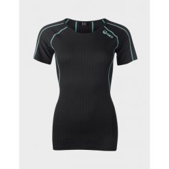 Koszulka termoaktywna damska Halti Ultra Cool Mesh SS. Czarne koszulki damskie Halti, bez wzorów, z meshu, bez kołnierzyka, bez ramiączek. Za 249.99 zł.