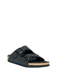 Comfortfusse Klapki w kolorze ciemnoszarym rozmiar: 45. Czarne klapki damskie Comfortfüße, bez wzorów, z wełny, z otwartym noskiem, bez obcasa, bez zapięcia. Za 217.99 zł.