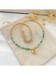 Atelier MIU Pozłacany naszyjnik z elementem ozdobnym - dł. 38 cm rozmiar: onesize. Niebieskie naszyjniki damskie atelier MIU, z perłą, pozłacane. Za 30.99 zł.