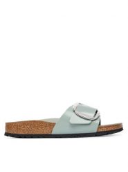 Birkenstock Klapki Madrid Big Buckle Hex 1031788 Zielony. Zielone klapki damskie Birkenstock, bez wzorów, ze skóry, bez obcasa, bez zapięcia. Za 599.99 zł.