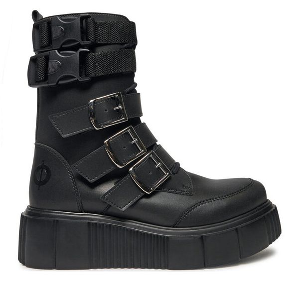 Botki Altercore. Czarne botki damskie Altercore, bez obcasa, na koturnie, bez zapięcia. Za 519.99 zł.