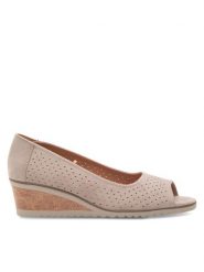 Clara Barson Półbuty WYL3397-4 Szary. Szare czółenka damskie Clara Barson, bez wzorów, z materiału, bez obcasa, na koturnie. Za 83.99 zł.