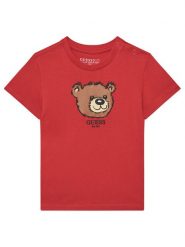 Guess T-Shirt N5YI16 K8HM4 Czerwony Regular Fit. Czerwone t-shirty i koszulki chłopięce Guess, z aplikacjami, z bawełny, bez kołnierzyka, bez ramiączek. Za 49.99 zł.
