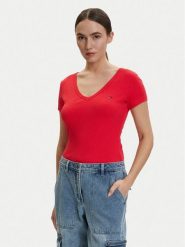 Tommy Jeans T-Shirt DW0DW17385 Czerwony Slim Fit. Czerwone t-shirty damskie Tommy Jeans, xl, bez wzorów, z bawełny, bez kołnierzyka. Za 149.99 zł.