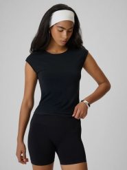 4F T-shirt slim z modalem damski - czarny M. Czarne t-shirty damskie 4F, m, bez wzorów, z dzianiny, bez kołnierzyka. Za 49.99 zł.