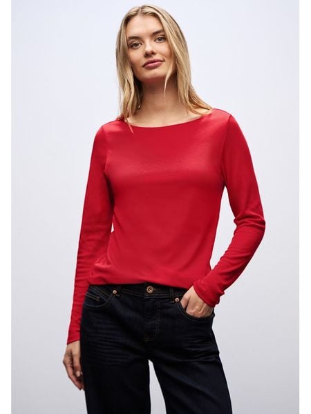 Street One Koszulka w kolorze czerwonym rozmiar: 38. Czerwone koszulki damskie Street One, bez wzorów, bez kołnierzyka, bez ramiączek. Za 83.03 zł.