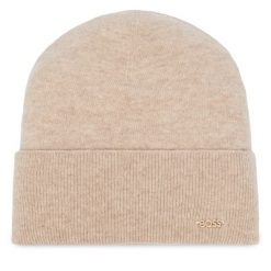 Czapka BOSS. Białe czapki damskie Boss, na zimę, bez wzorów. Za 299.99 zł.
