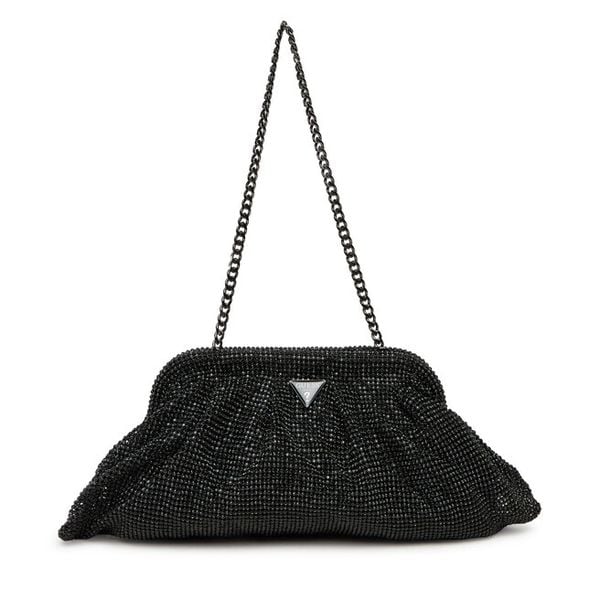 Torebka Guess. Czarne torebki wieczorowe damskie Guess, z aplikacjami, bez dodatków. Za 419.99 zł.