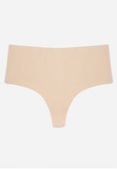 Beżowe Majtki Stringi High Waist o Bezszwowym Wykończeniu Oreasa. Brązowe stringi Renee, bez wzorów. Za 39.99 zł.
