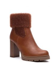 Foreverfolie Botki w kolorze jasnobrązowym rozmiar: 40. Brązowe botki damskie Foreverfolie, eleganckie, bez obcasa, bez zapięcia. Za 95.95 zł.