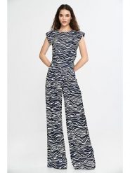 Nife Kombinezon w kolorze granatowo-białym rozmiar: 40. Niebieskie kombinezony damskie Nife, bez wzorów, bez kołnierzyka, bez ramiączek. Za 193.70 zł.