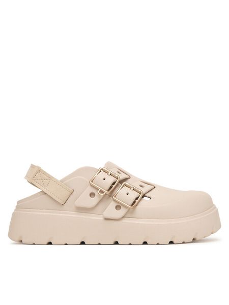 Crocs Sandały Loaferette Clog 214105 Beżowy. Brązowe sandały damskie Crocs, bez wzorów, z tworzywa sztucznego, bez obcasa, na płaskiej podeszwie, bez zapięcia. Za 319.99 zł.