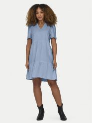 ONLY Sukienka letnia Tiri-Caro 15310970 Błękitny Regular Fit. Niebieskie sukienki damskie Only, bez wzorów, ze lnu, bez ramiączek. Za 149.99 zł.